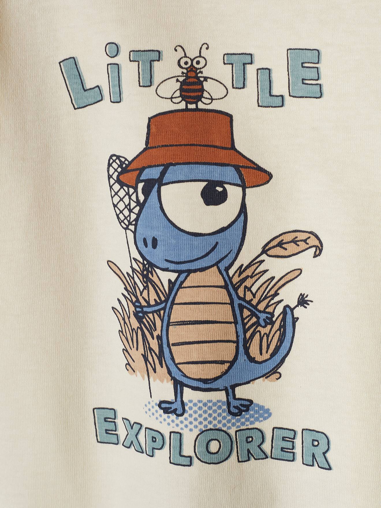 Camiseta estampada de manga comprida na cor cru para bebê