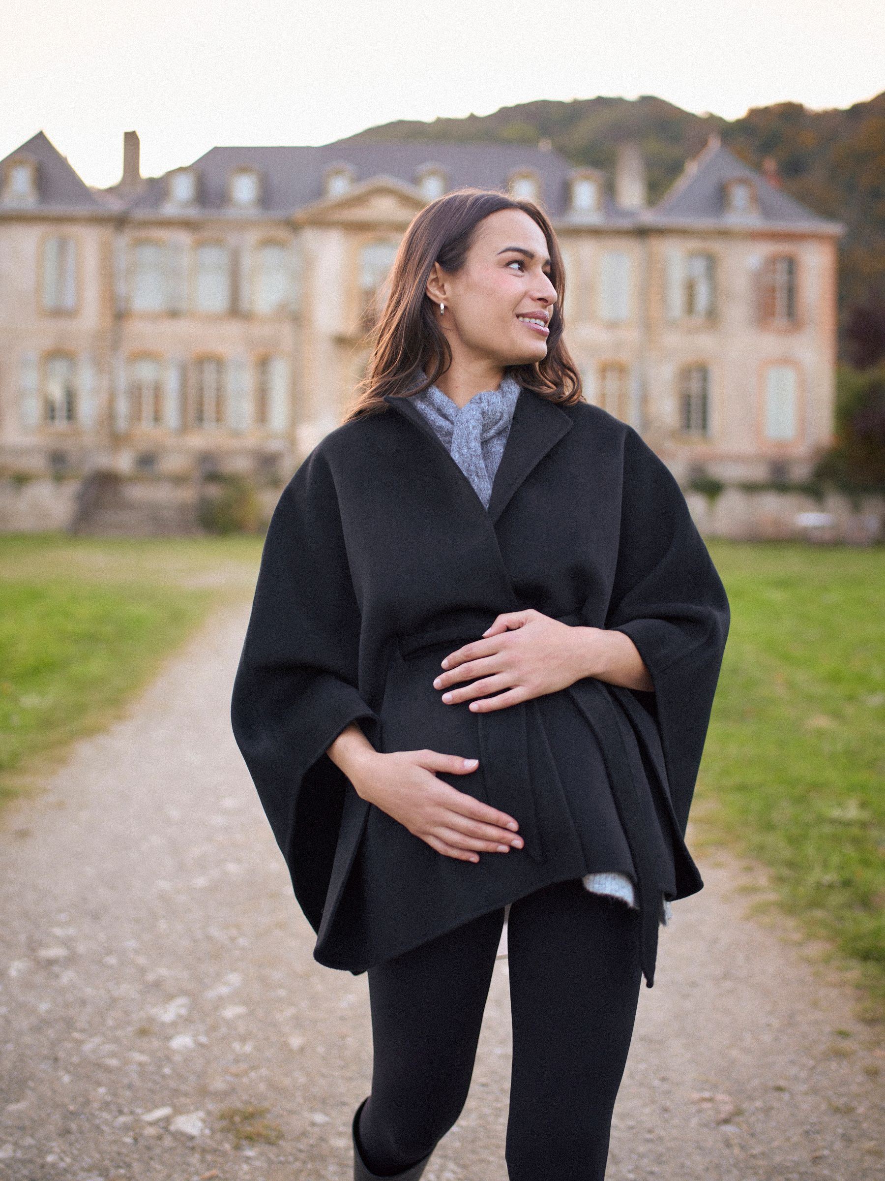 Seraphine Belted Maternity Cape Coat