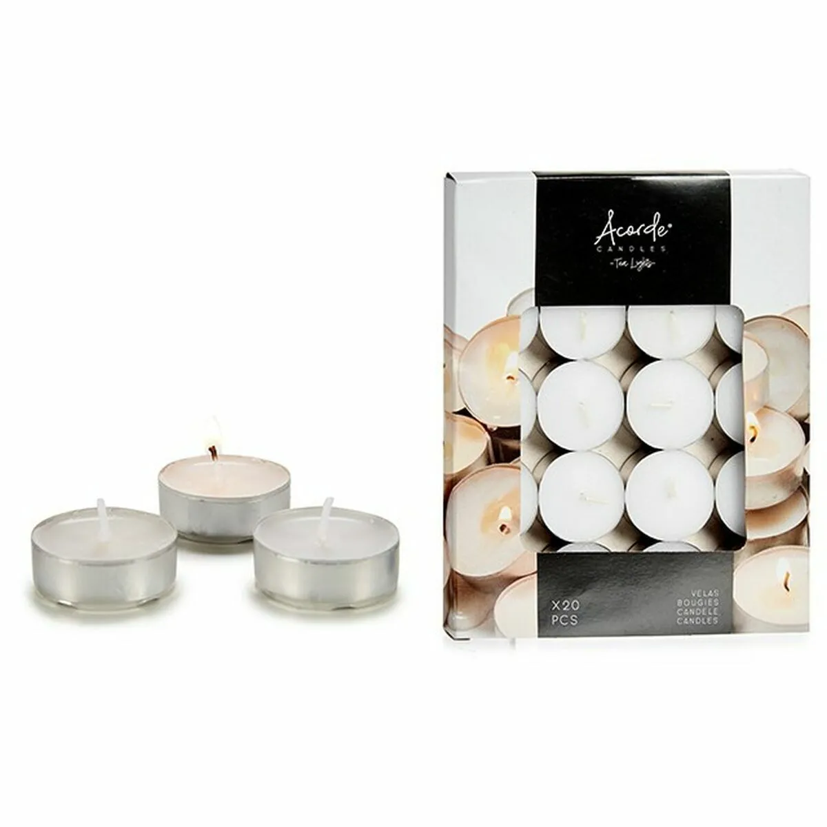 Acorde Ensemble de Bougies Blanc 12 unités