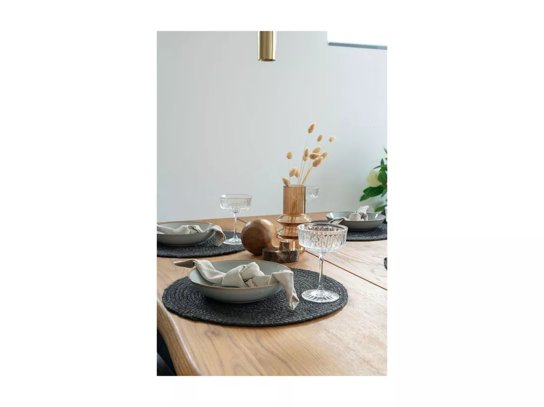 4 sets de table en jute tressée gris foncé Ø38 cm