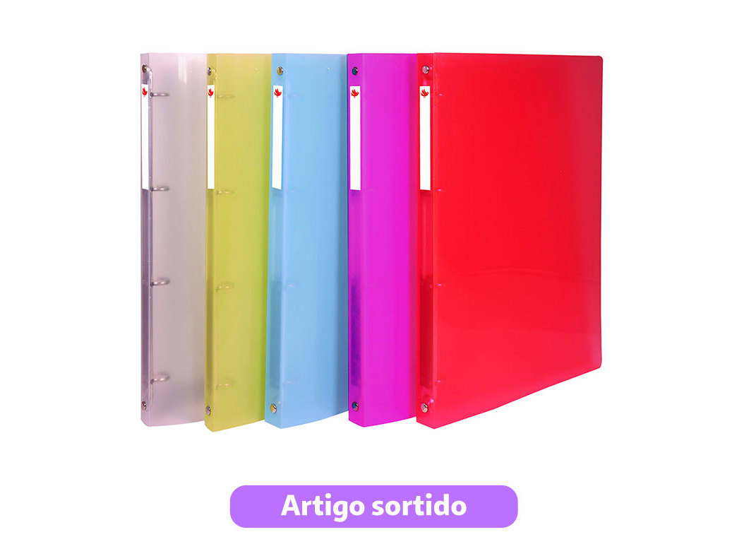 DOSSIER A4 4 ARGOLAS AUCHAN PLÁSTICO 20MM CORES SORTIDAS
