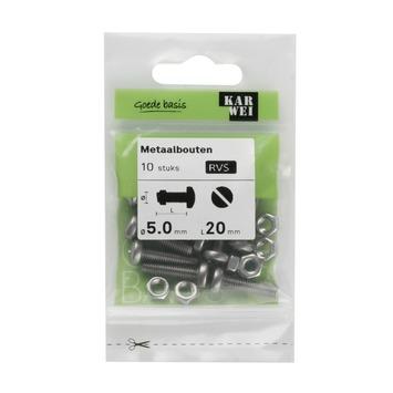 KARWEI metaalbout RVS 5x20 mm 10 stuks