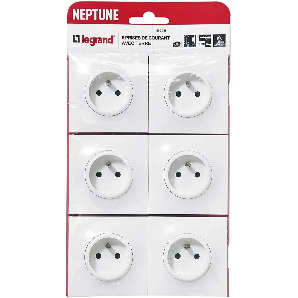 Legrand Lot de 6 Prises Neptune - Blanc