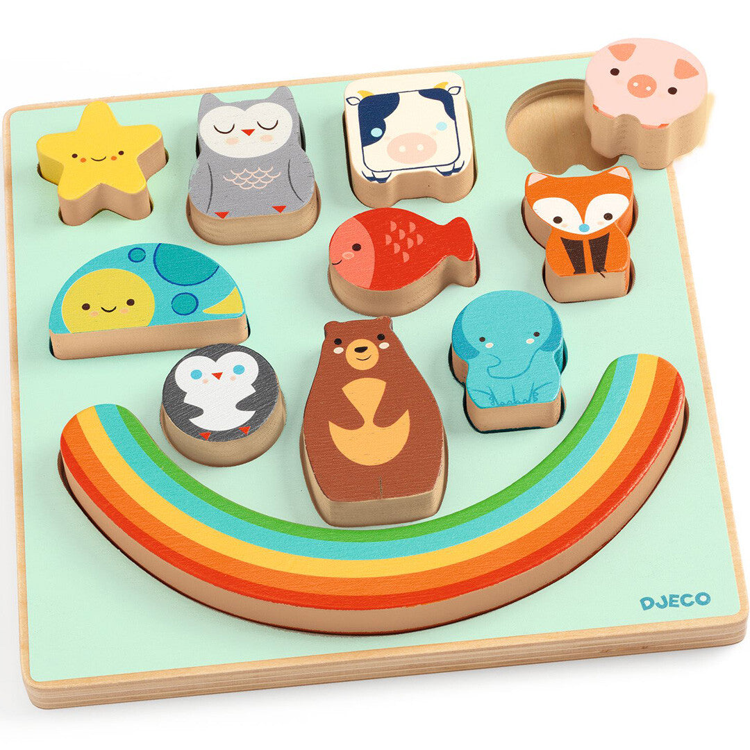 Djeco puzzel en balanceerspel - rainbow - 11st