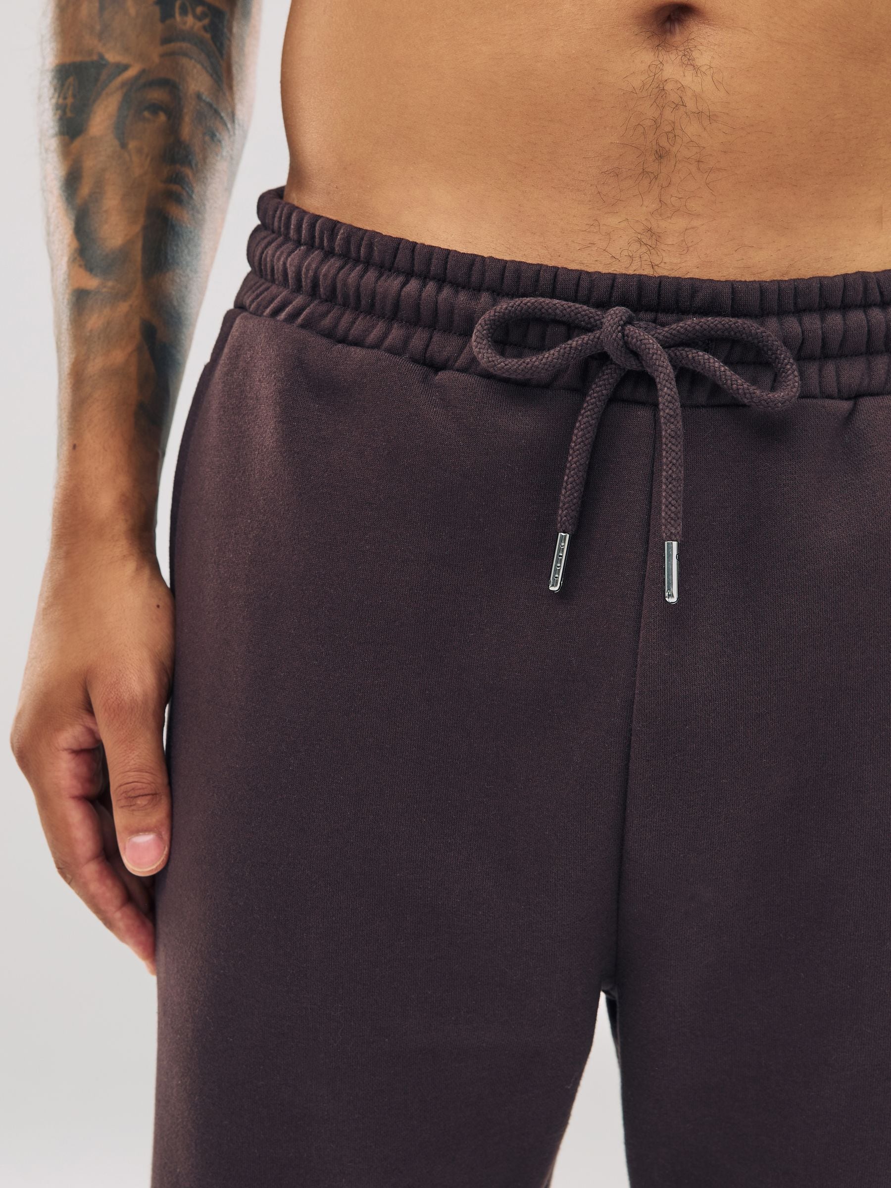 Chocoladebruin - Straight fit - Katoenrijke Jersey Joggingbroeken