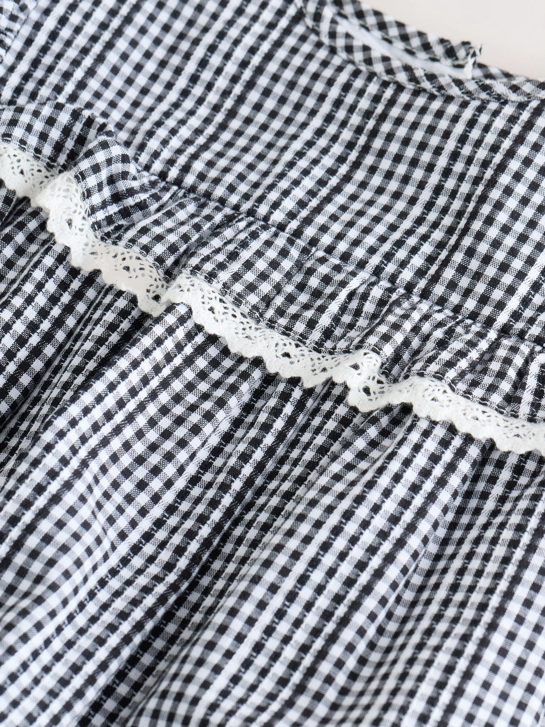 Grijs/wit met gingham-ruitje - Babyrompers met bloemenprint Set 2 -delig met maillot (0mnd -3jr)