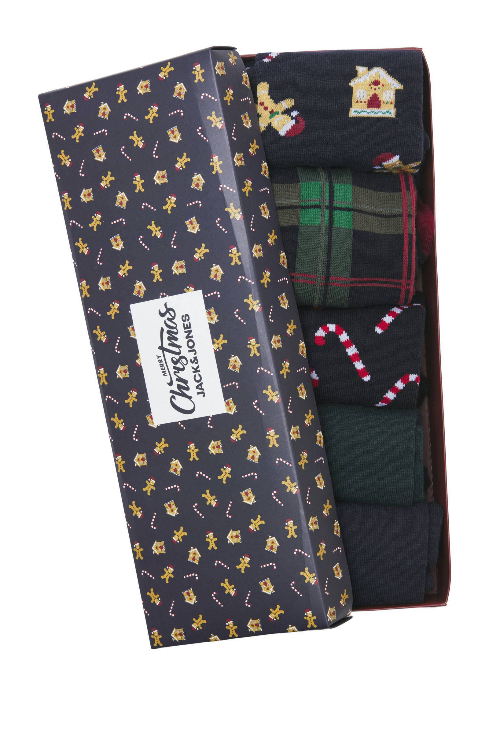 JACK & JONES giftbox sokken JACXMAS - set van 5 donkergroen