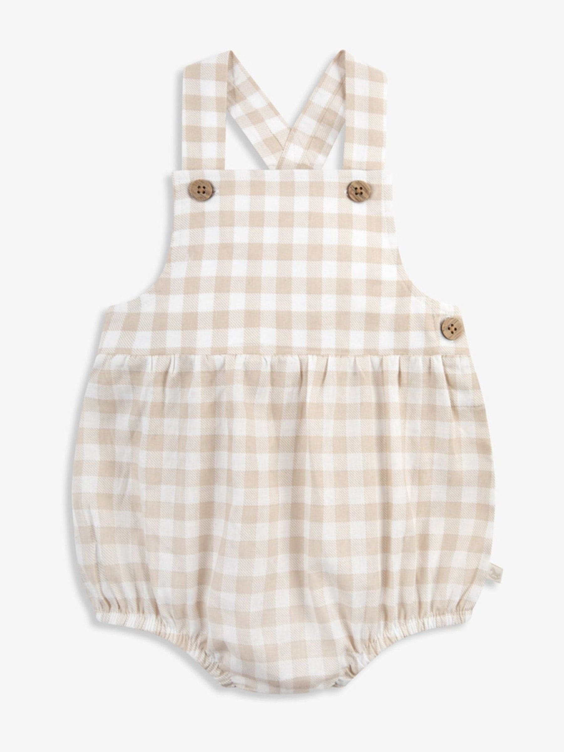 Fawn gingham - The Little Tailor geweven babyromper van 100% katoen