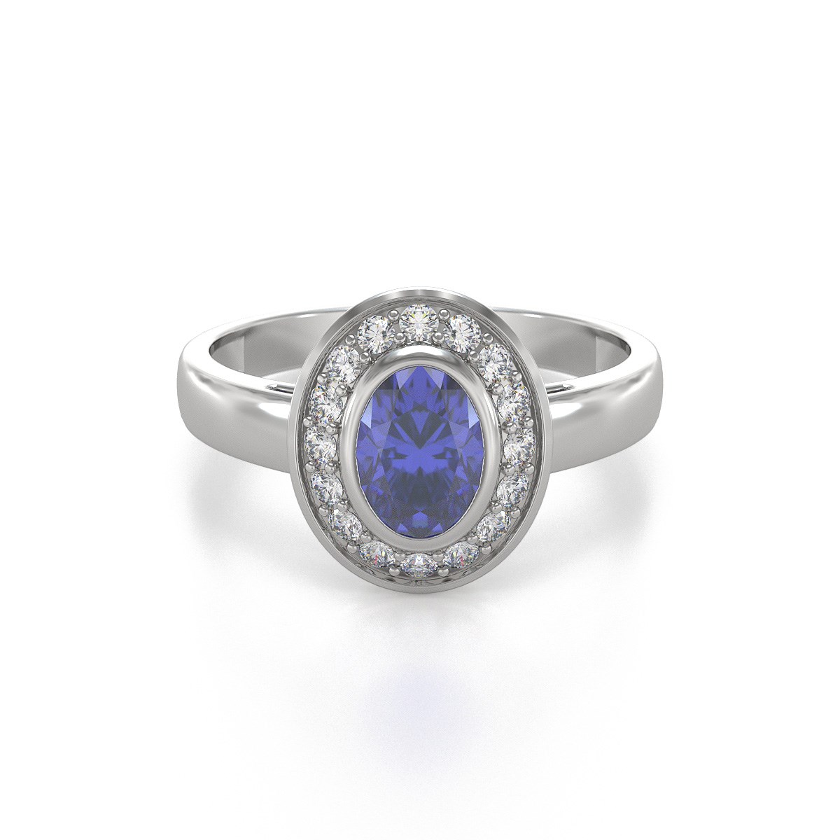 Bague ADEN Or 585 Blanc Tanzanite et diamants 2.788grs