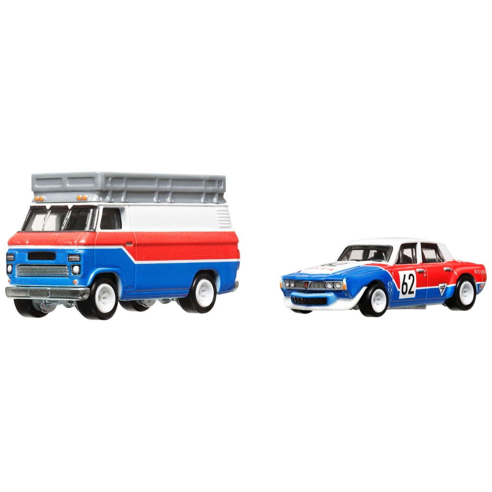 Hot Wheels Premium Team Transport '70 Rover P6 Gruppe 2 und HW Rallye-Transporter