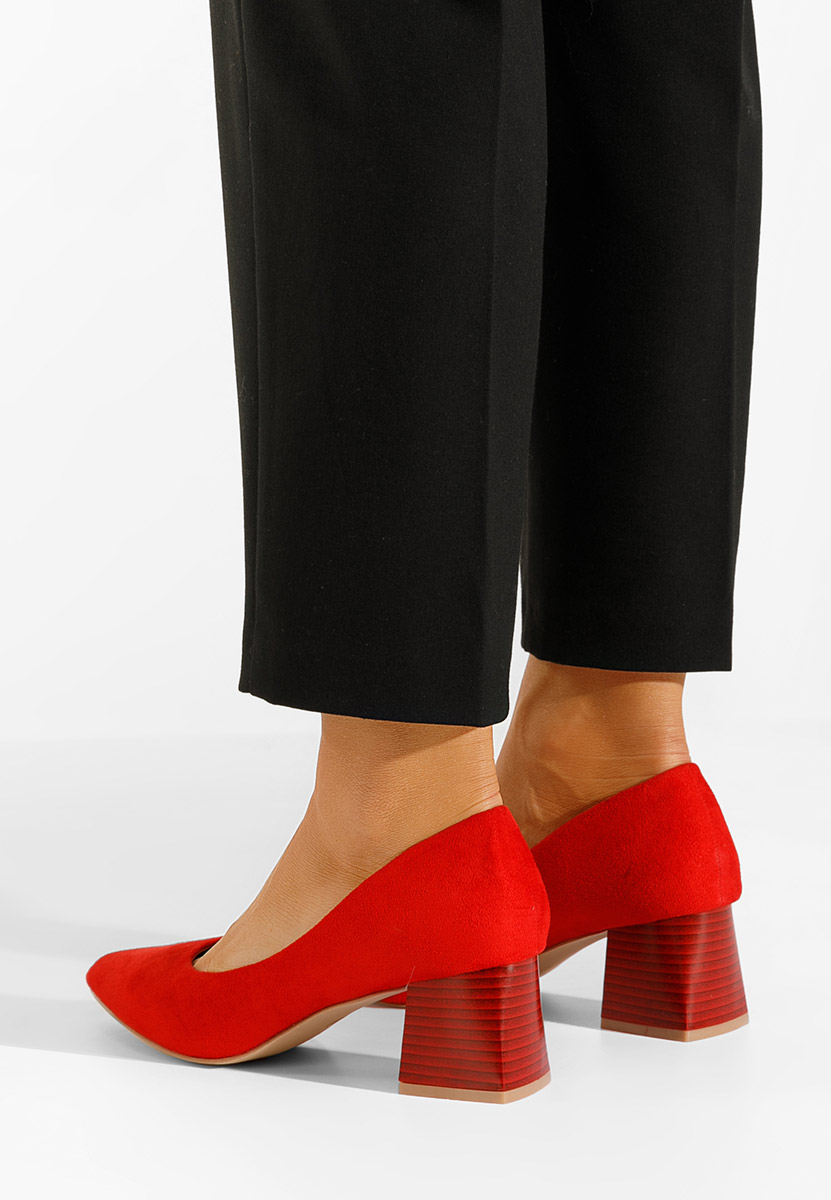 Chaussures à talon épais rouges Salma