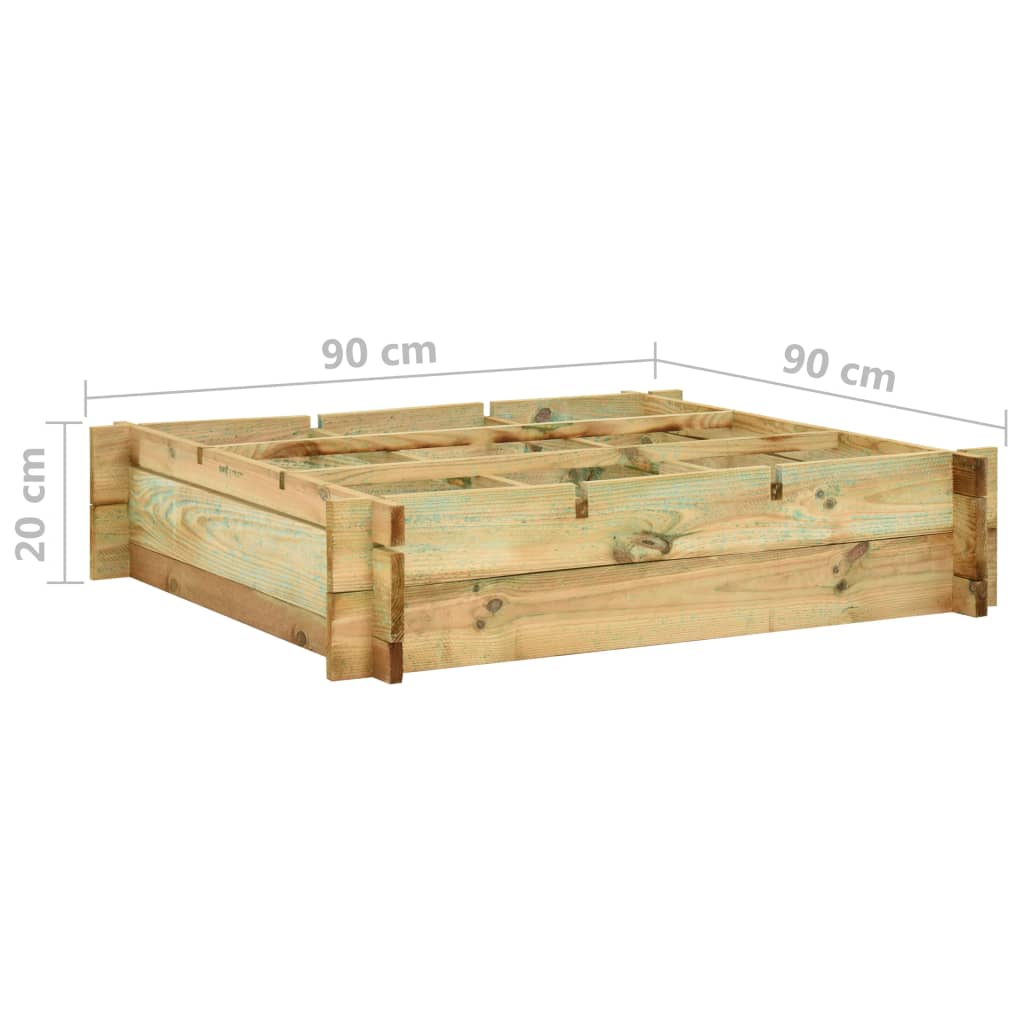 Jardinière lit surélevé plantes fleurs jardin 90 x 90 x 20 cm bois imprégné