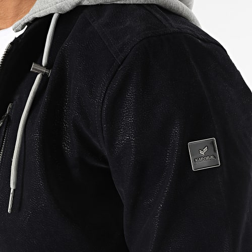 Veste Suédine Zippée Capuche Nour Bleu Marine