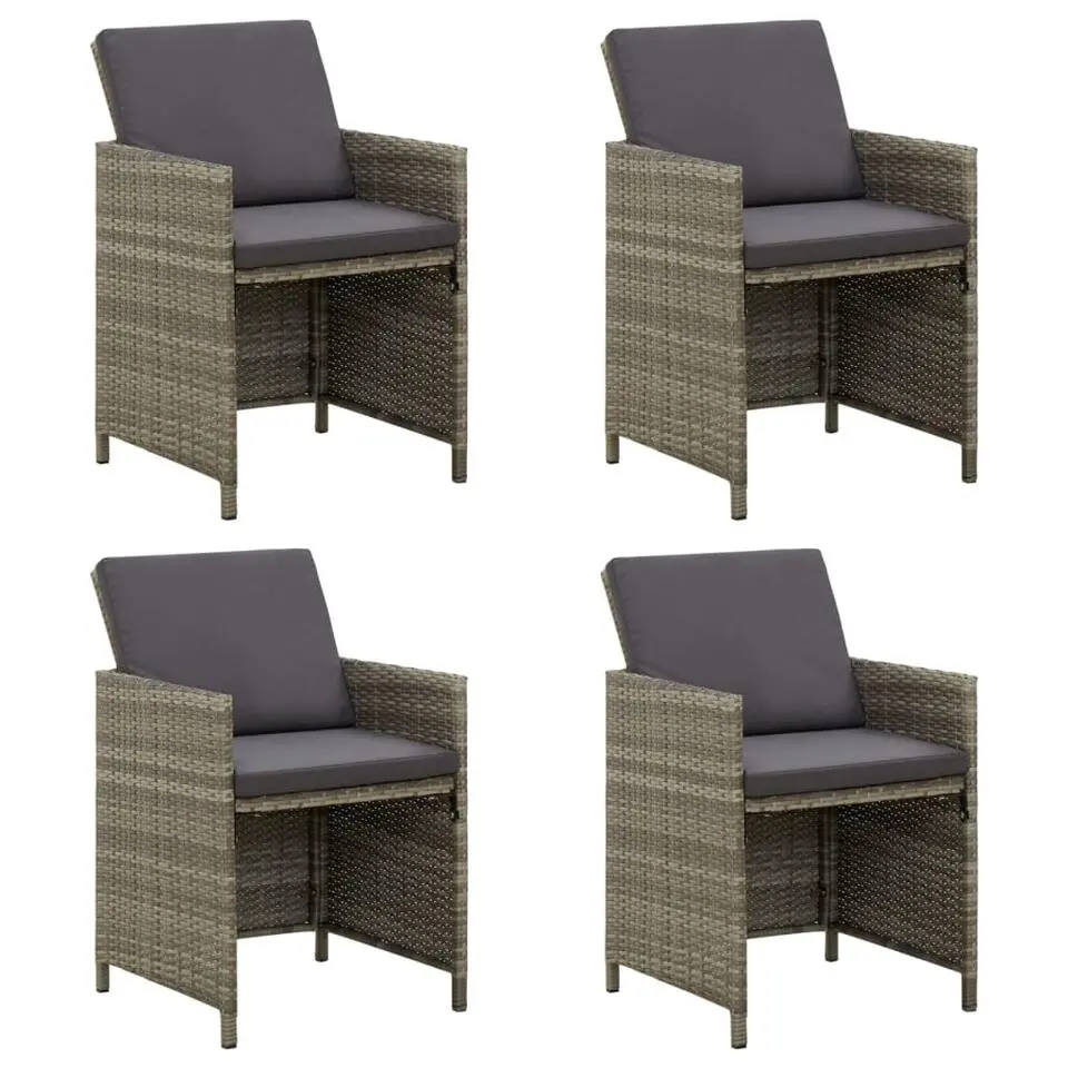 vidaXL - Buitenstoel - Grijs - Poly rattan - 4 stuks