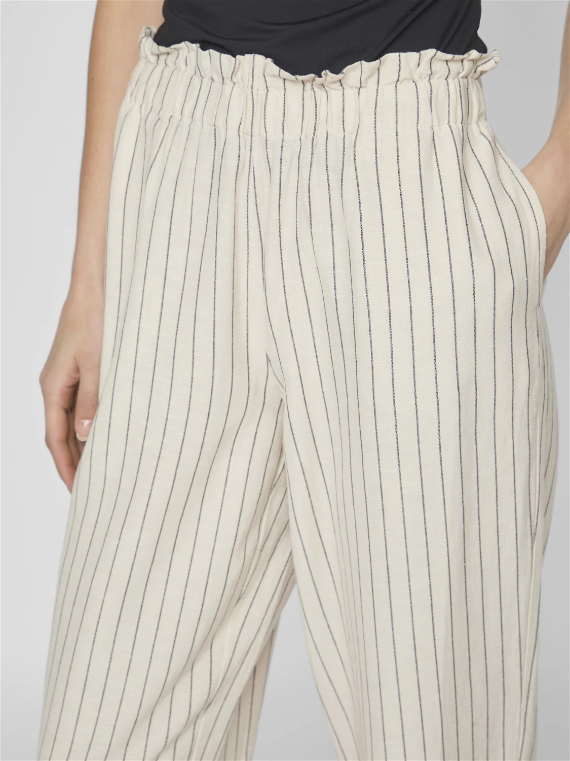 Vila  Viprisilla Striped H/W bukser - Super Light Natural Melan