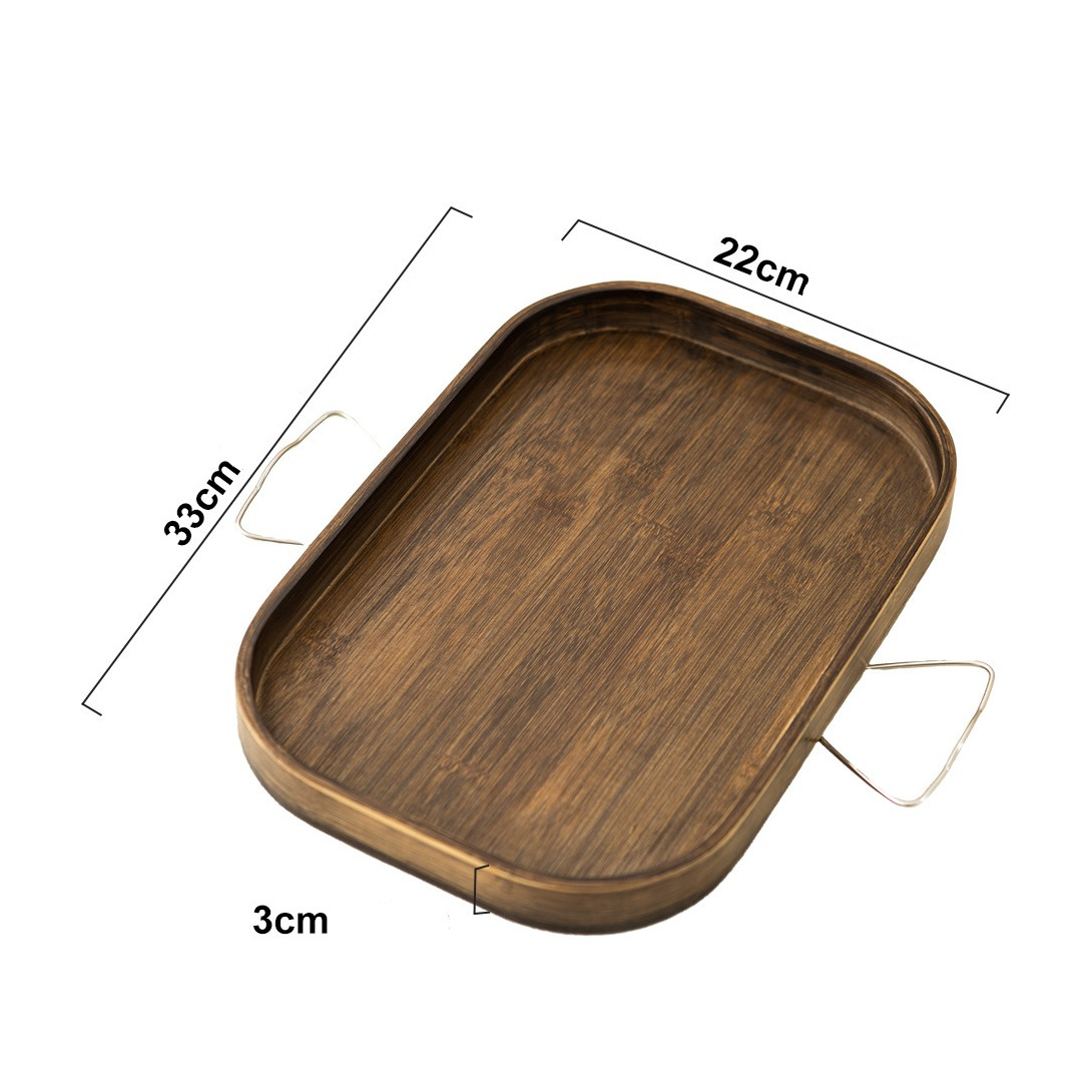 (33x22cm) Bambus Mini Sofa Tablett Faltbarer Servier Clip Tisch Couch Armlehnen Ablage - Braun