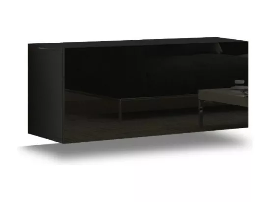 Ensemble de meubles de salon noir, suspendus collection CEPTO XXIX. 249cm, 8 meubles, leds, modulables.