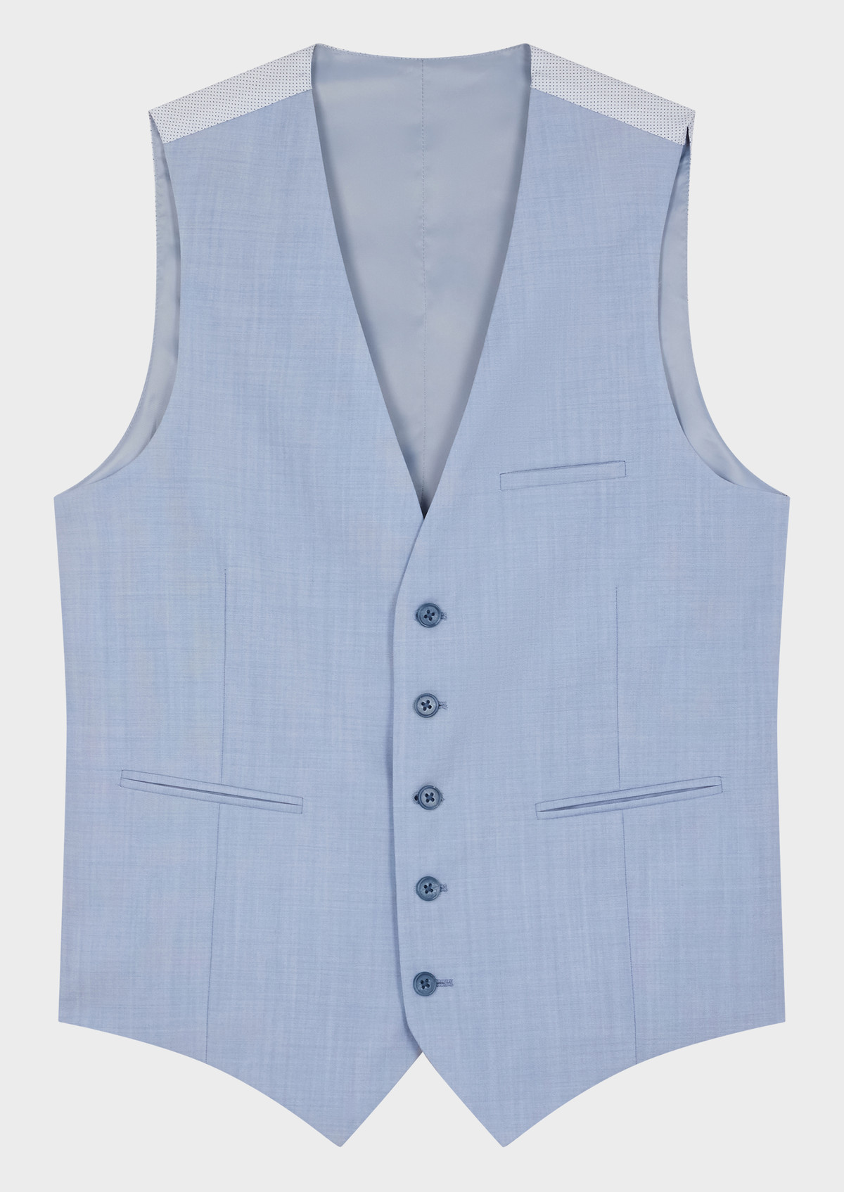 Gilet de costume en laine unie bleu turquin