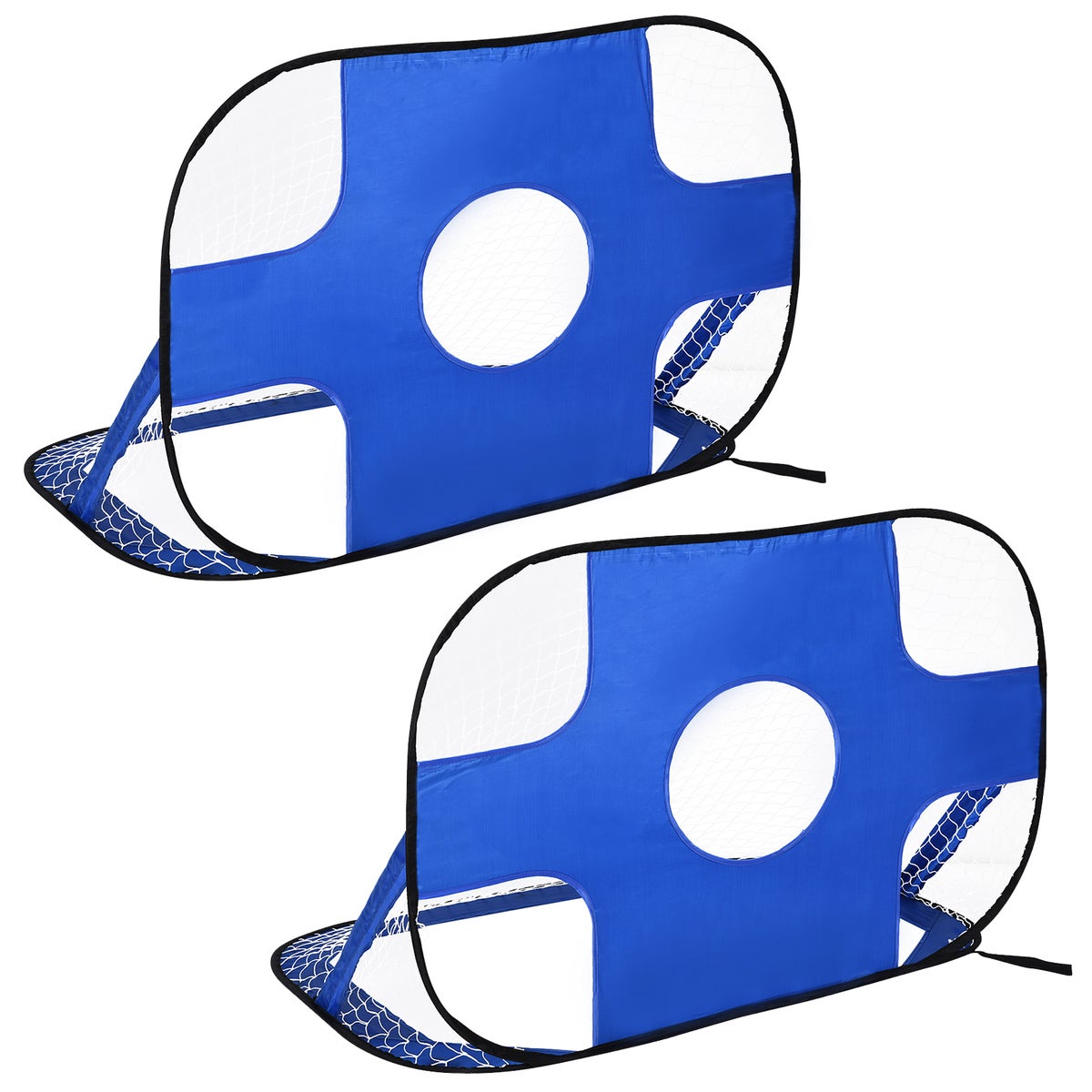 HOMCOM Voetbaldoelen, Pop-Up Doel, Draagbaar met Draagtas, Opvouwbaar, 123 x 80 x 80 cm, Oxford Stof, Blauw