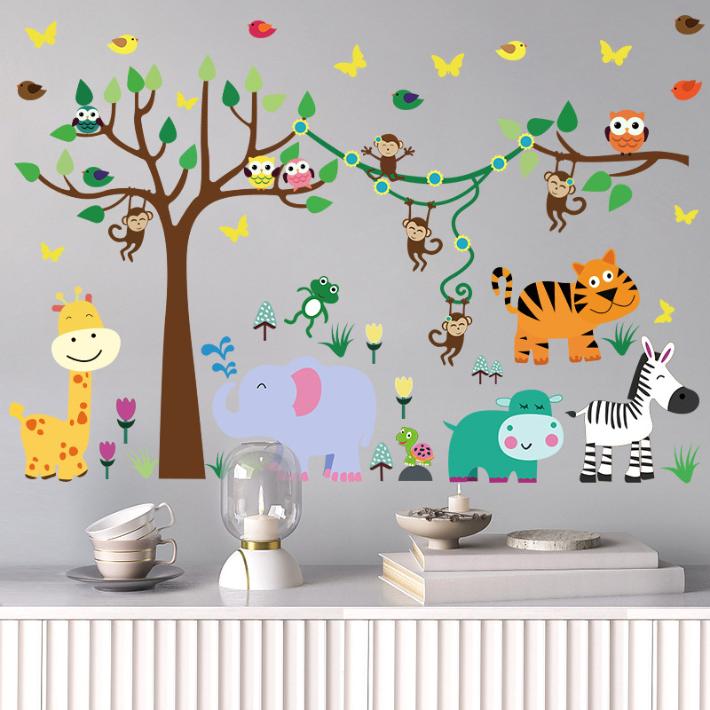 (90x60m) Wandtattoo Kinderzimmer Aufkleber Home Deko Wandsticker - Zoo Tiere