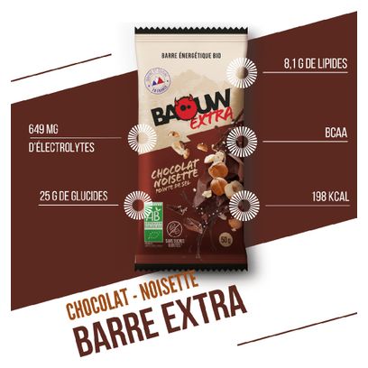 Barre énergétique Baouw Extra Chocolat/Noisette - 50g
