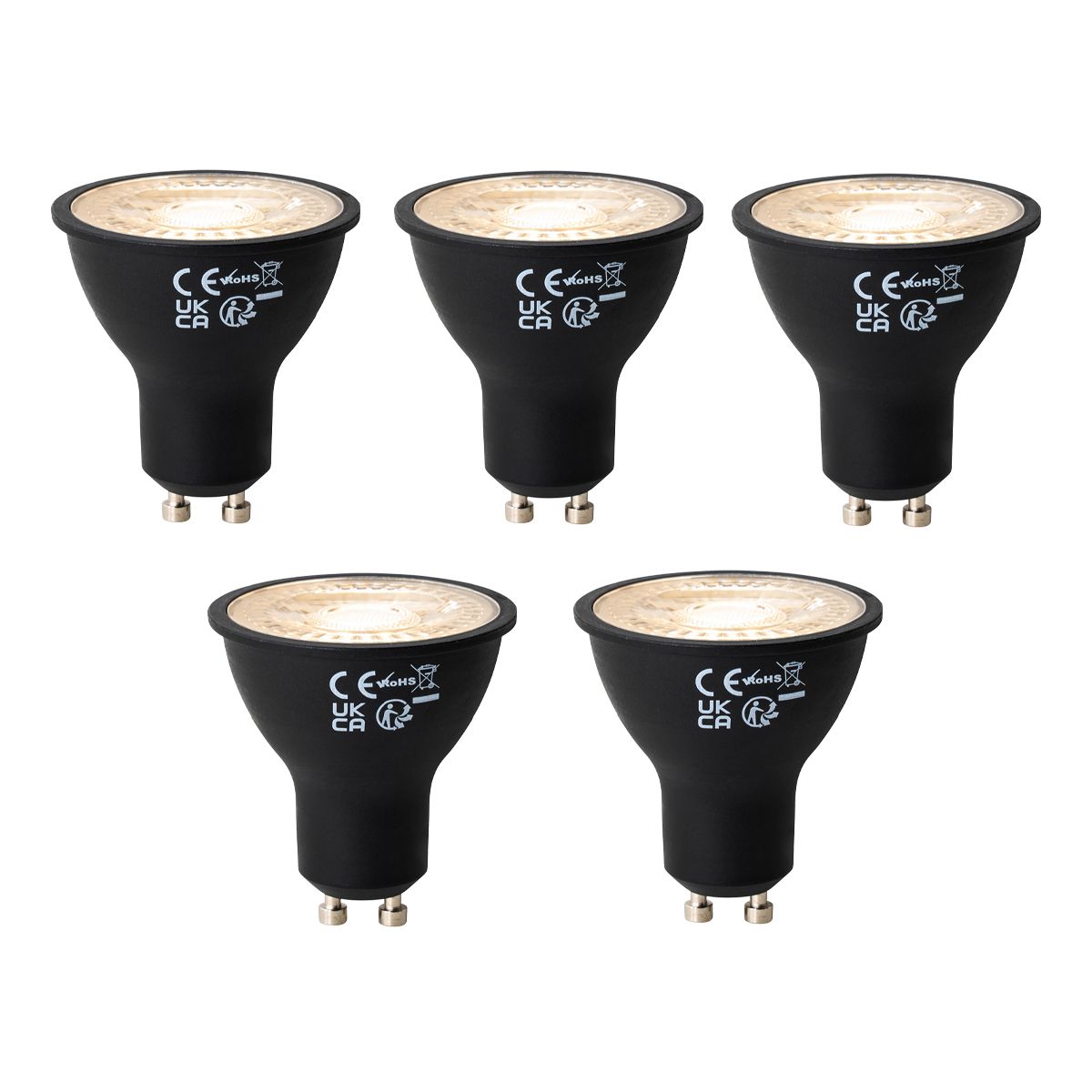 Set van 5 GU10 dimbare LED lampen zwart 7W 430 lm 2700K