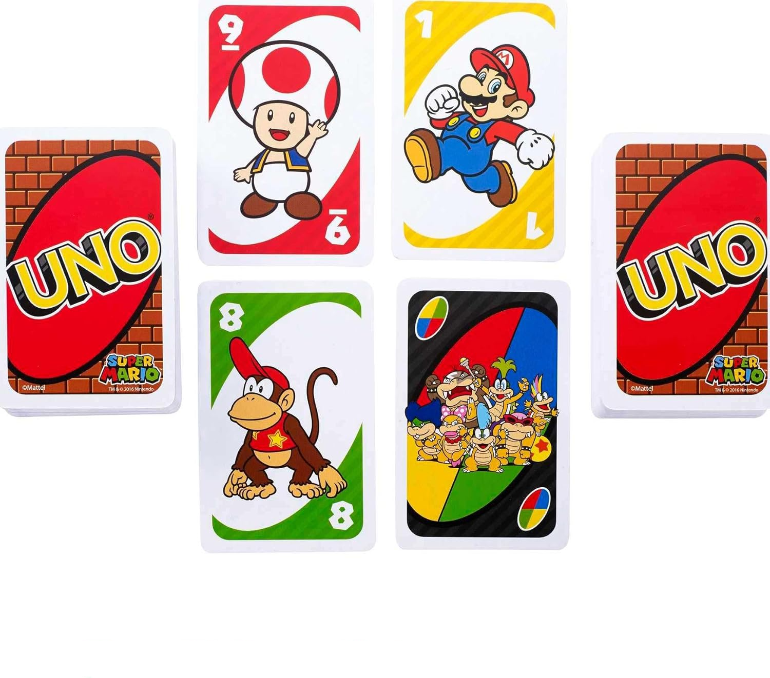 UNO Super Mario Kartenspiel Gesellschaftsspiel mit Unbesiegbarkeits Karte für Familien / Kinder (DRD00) Lizenziert