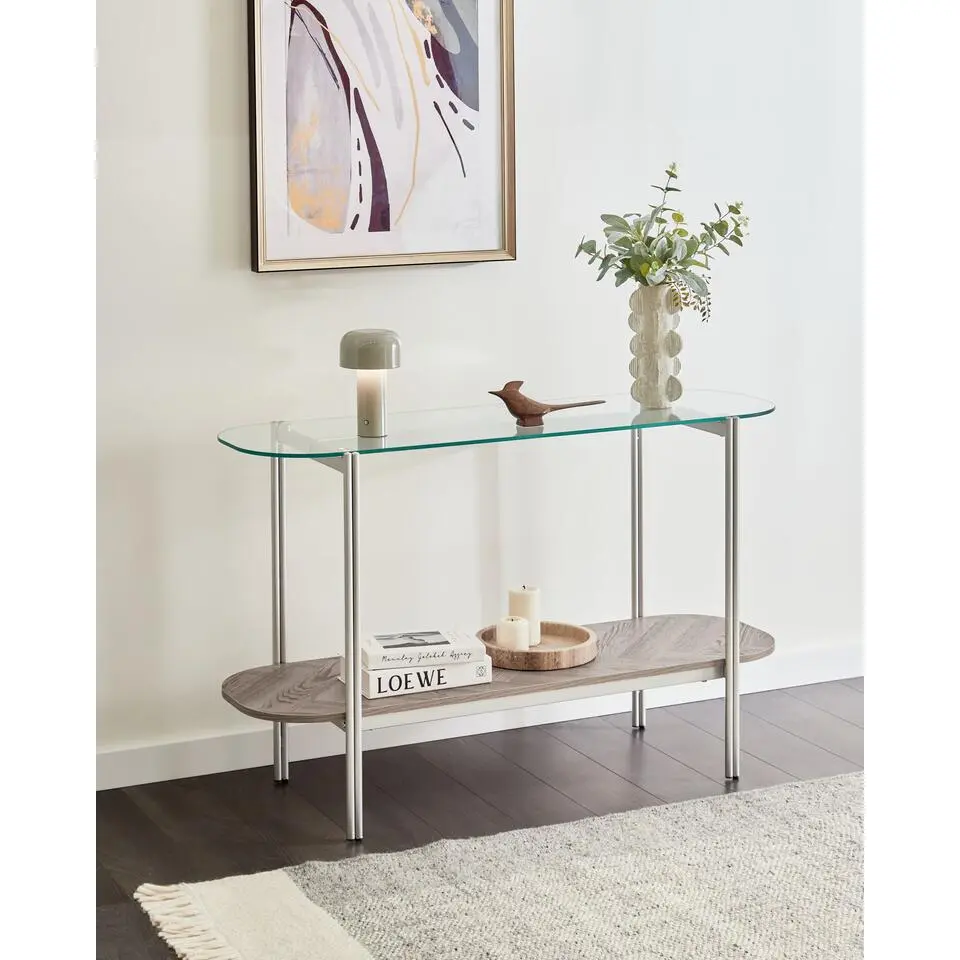 LOVELL - Sidetable - Lichtbruin/Zilver - Hout