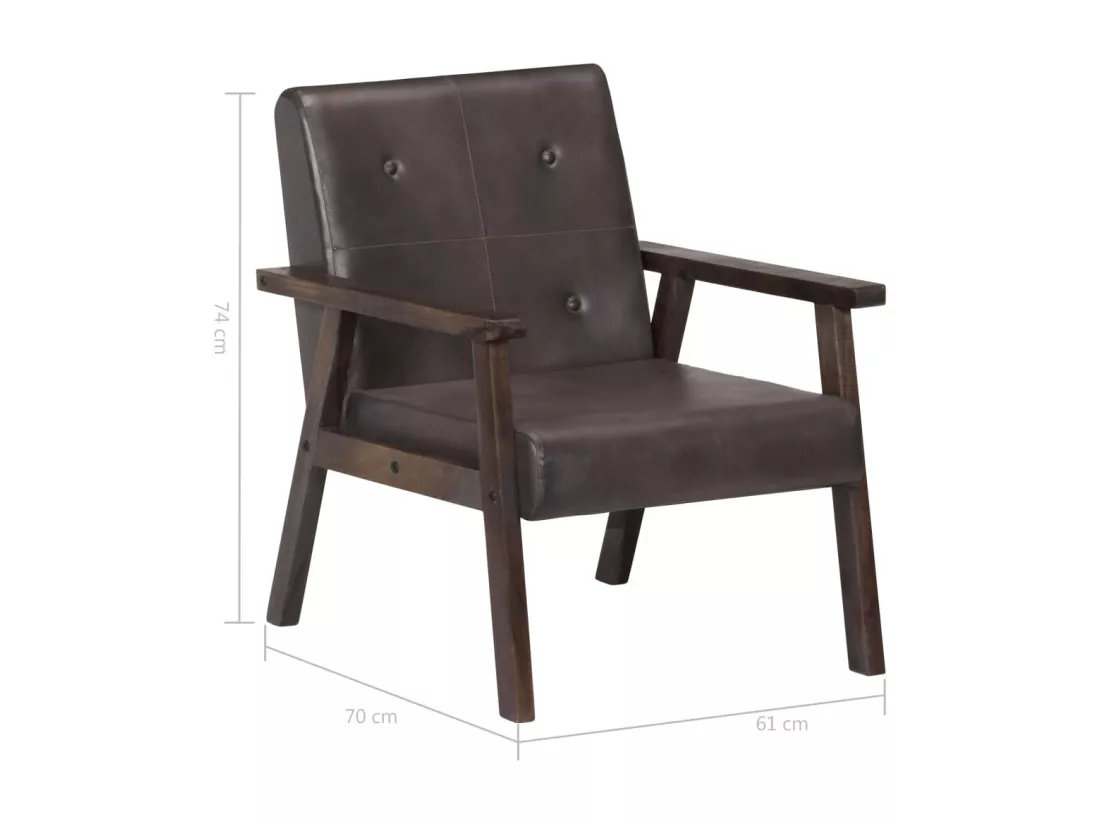 Fauteuil Gris Cuir véritable