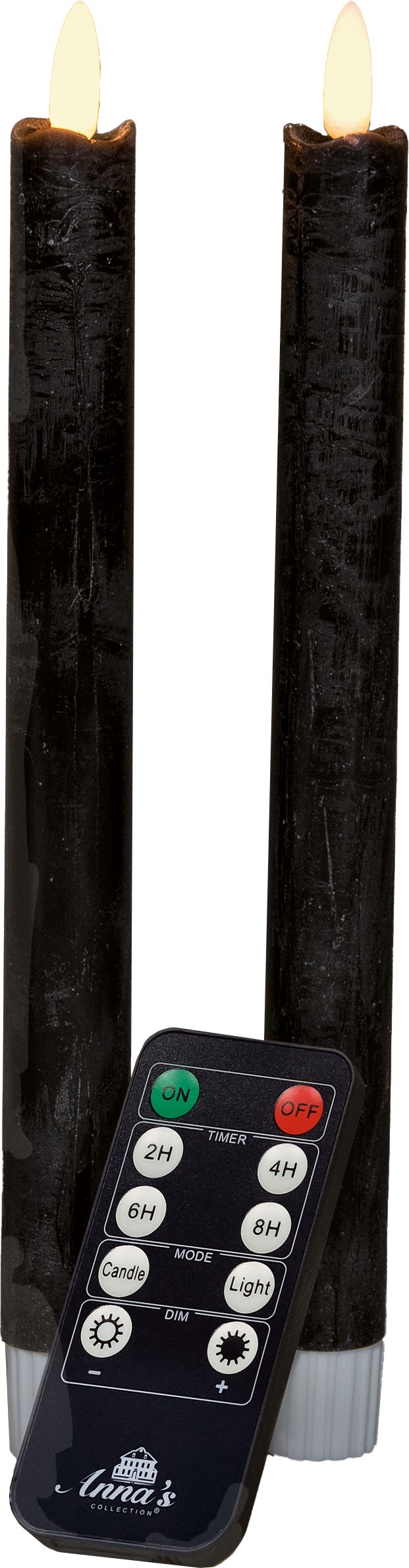 Anna's Collection LED dinerkaars Rustiek zwart D 2,5 H 23 cm 2 stuks