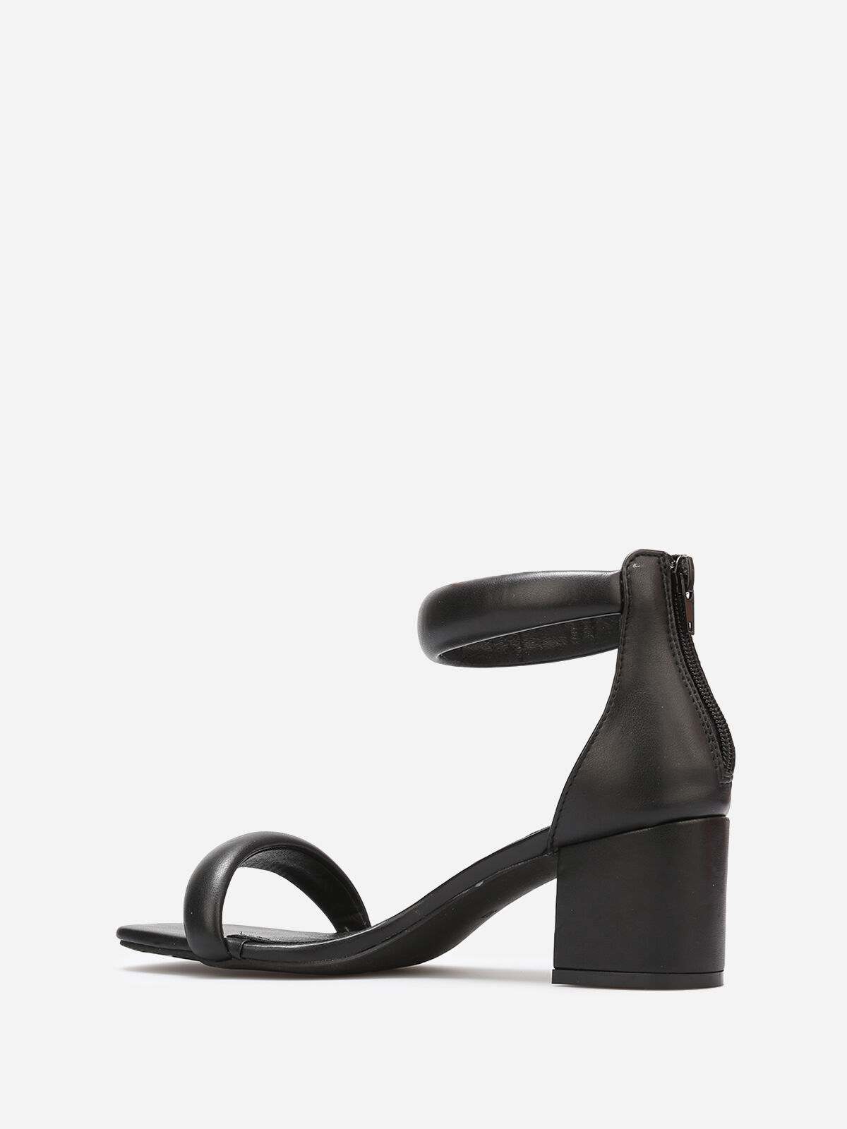 Sandales à brides matelassées et zip- Noir