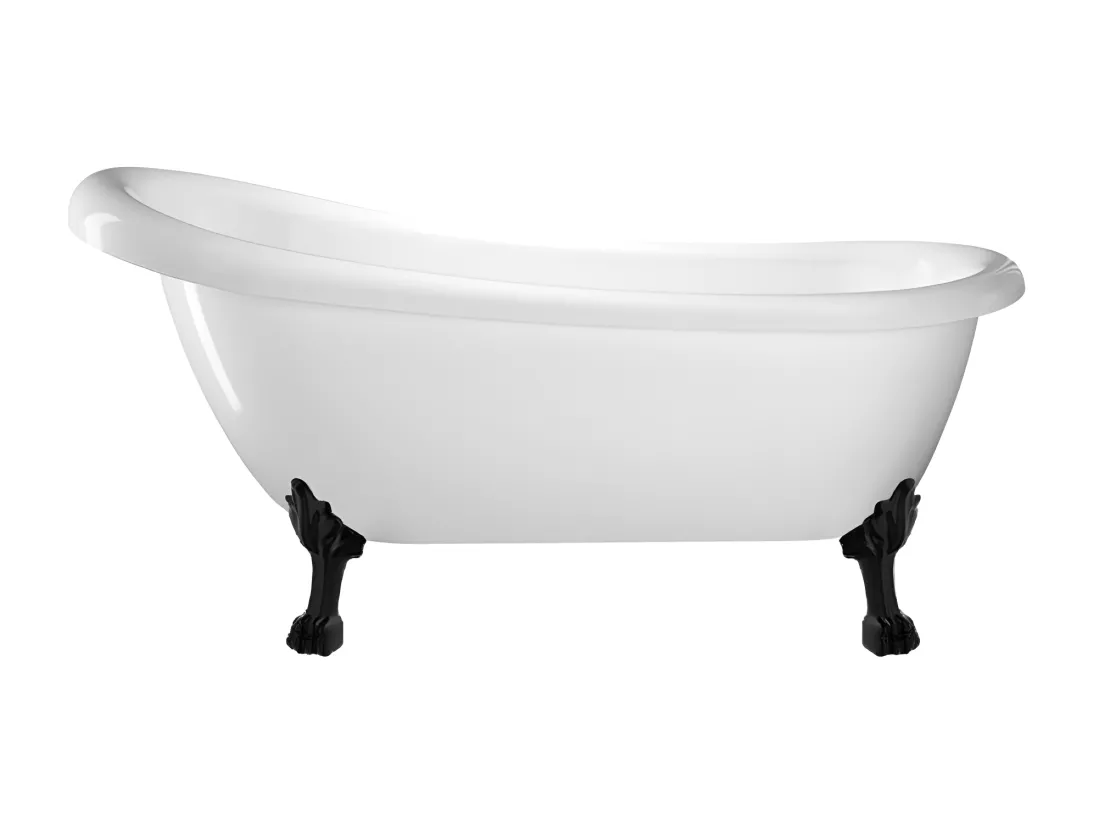 Baignoire ancienne rétro sur pieds RICHMOND Blanche 155 cm Pieds de Lion Noirs