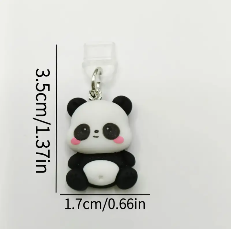 (2er Set) USB C Anhänger Anti Staub Acryl Schutzstecker Anschlusskappen für Smartphones - Panda