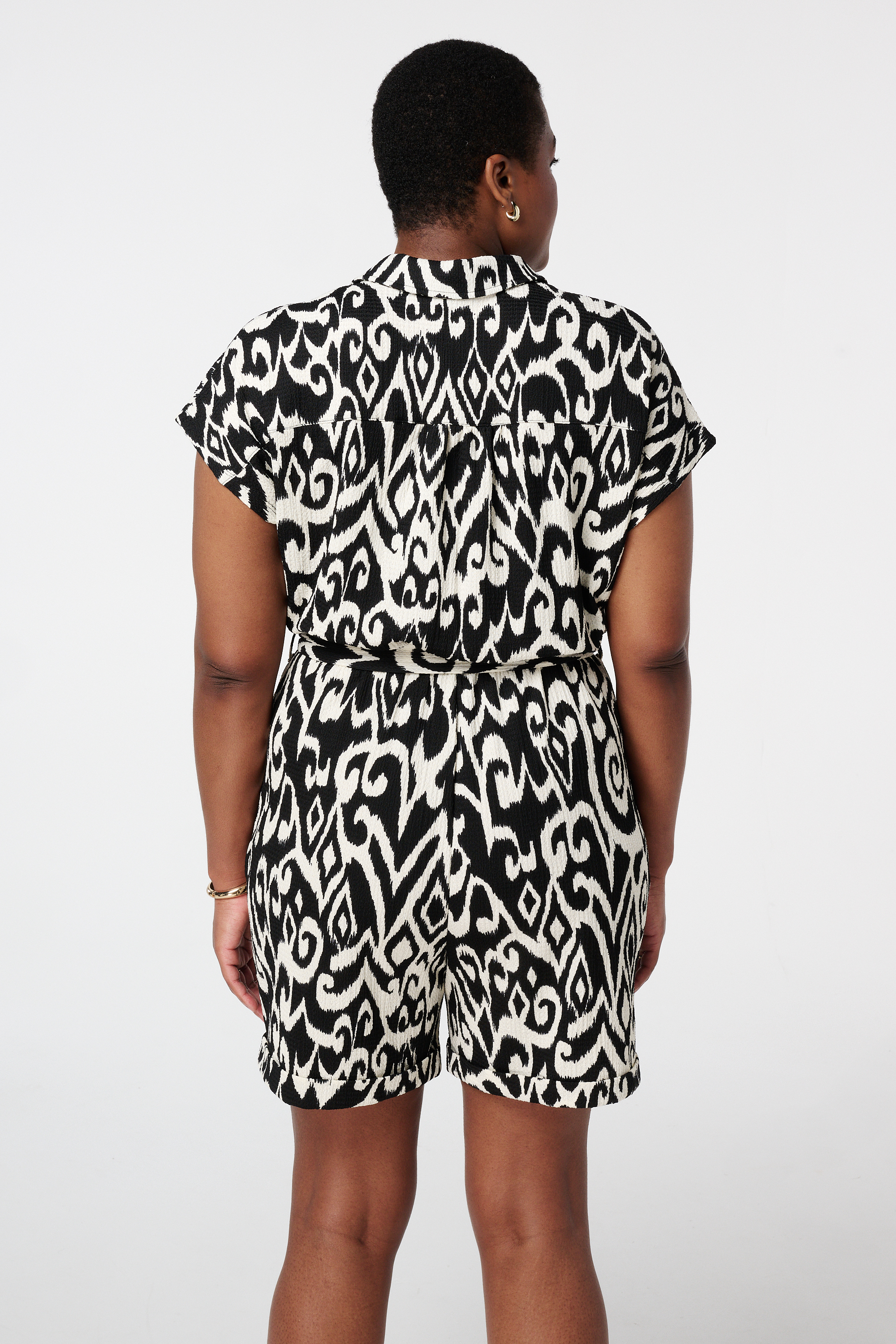 Playsuit met strikceintuur Multi Grijs-Zwart