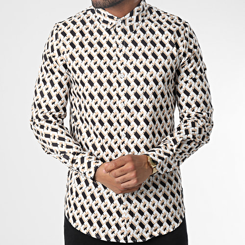 Chemise Manches Longues Alto Blanc Beige Noir