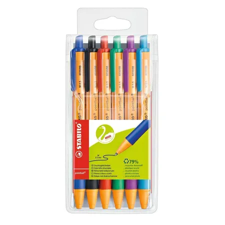 Druck-Kugelschreiber - STABILO pointball - 6er Pack - mit 6 verschiedenen Farben