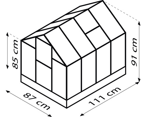 Vitavia Merlin mini-kas, 4 mm dubbelwandige polycarbonaatpanelen, 87,2 x 111,6 cm, aluminium