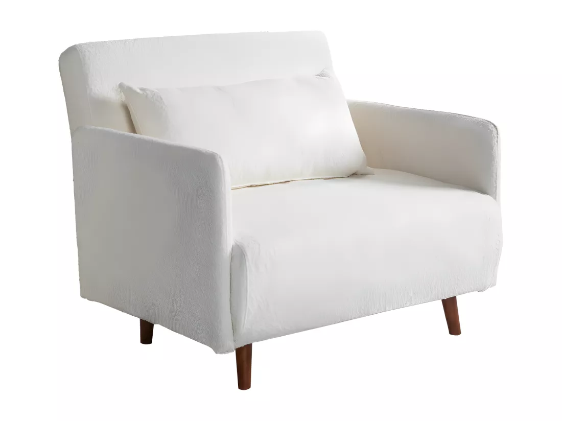 Belushi - Fauteuil convertible en tissu bouclette - Écru