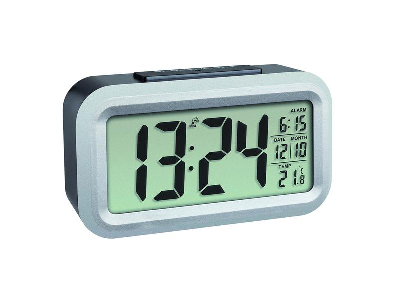 TFA Dostmann Digitalwecker Lumio Plus Silber Digitaler Funk-Wecker mit Temperatur