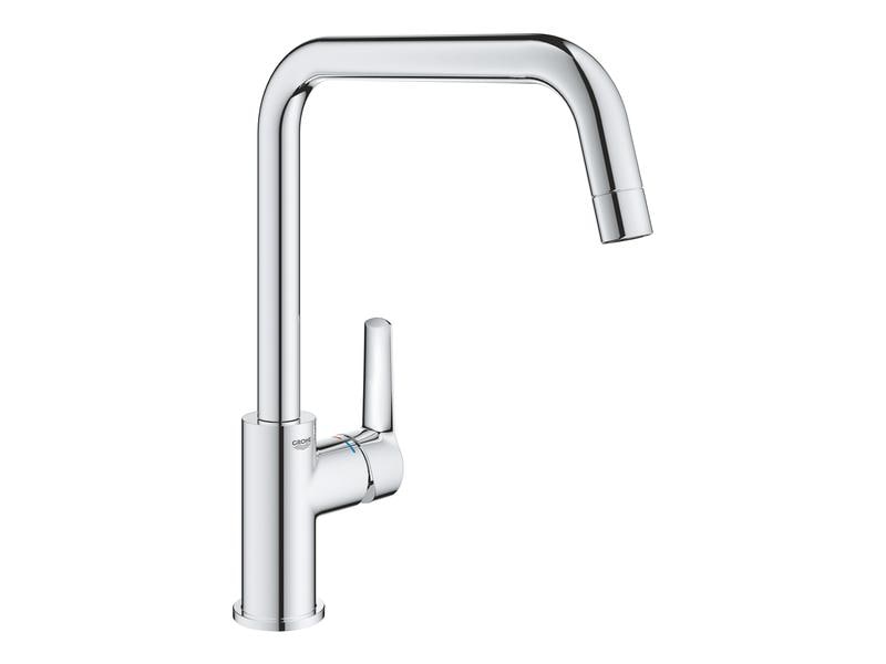 GROHE Küchenarmatur QuickFix Start Hoher Auslauf Mit FastFixation für eine einfache Montage, schwenkbarer C-Auslauf