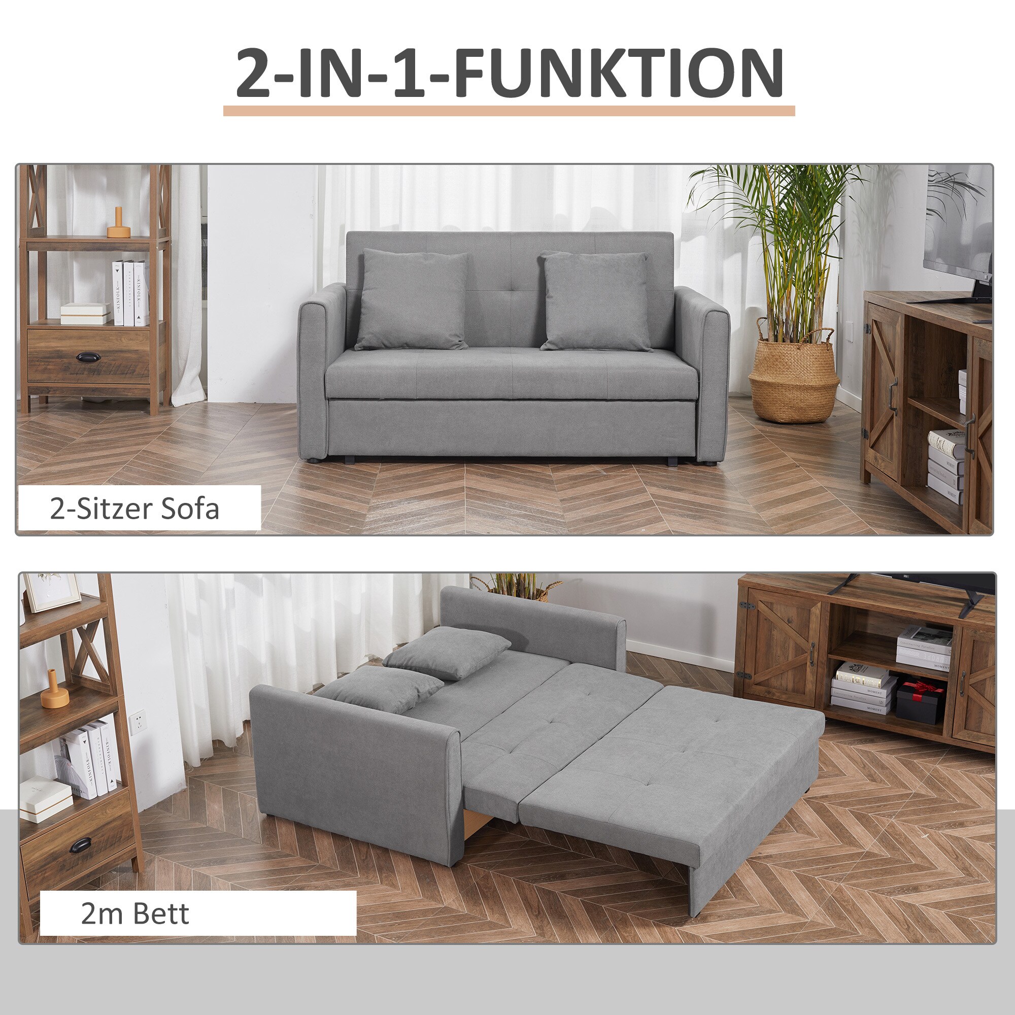 HOMCOM Schlafsofa mit Ausziehfunktion 152L x 101B x 81H cm