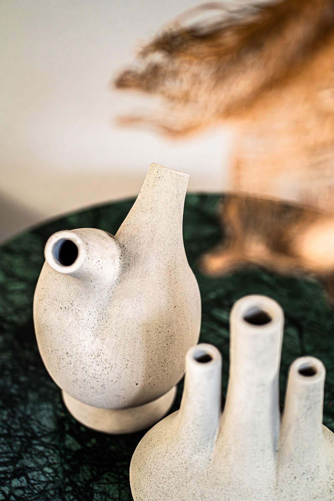 Vase mit 2 Hälsen, grau, H 25 cm, Ø 15 cm von fischer's lagerhaus