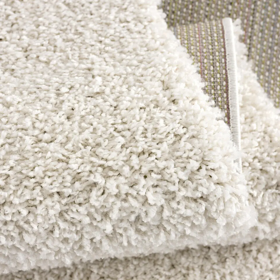 Loca Shaggy Vloerkleed Creme Hoogpolig - 200x200 CM Vierkant