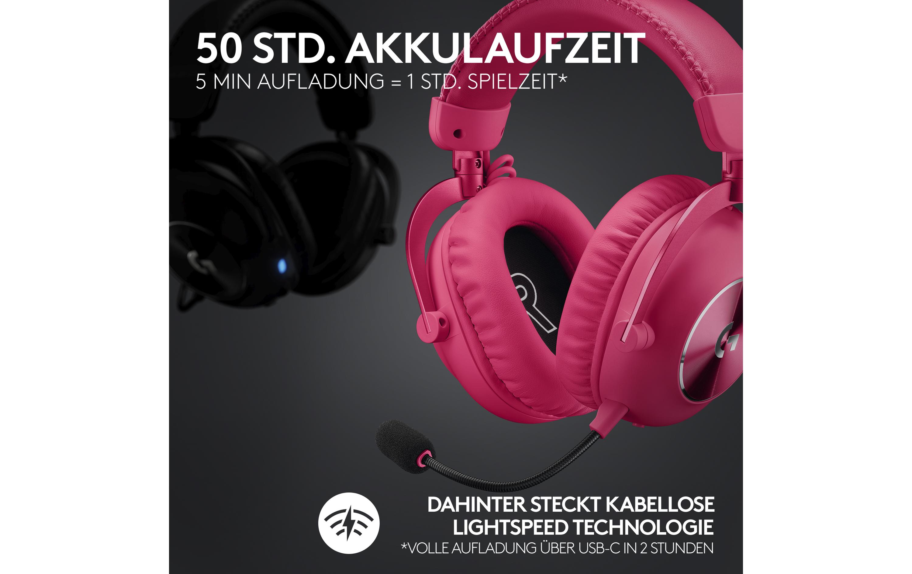 Headset G Pro X 2 Wireless Lightspeed Gaming Magenta<br>Kabelloses Over-Ear-Headset mit Surround-Sound und weichem Ohrpolster