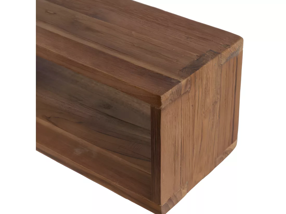 ALIDA - Étagère murale marron rectangulaire 2 niches bois teck recyclé