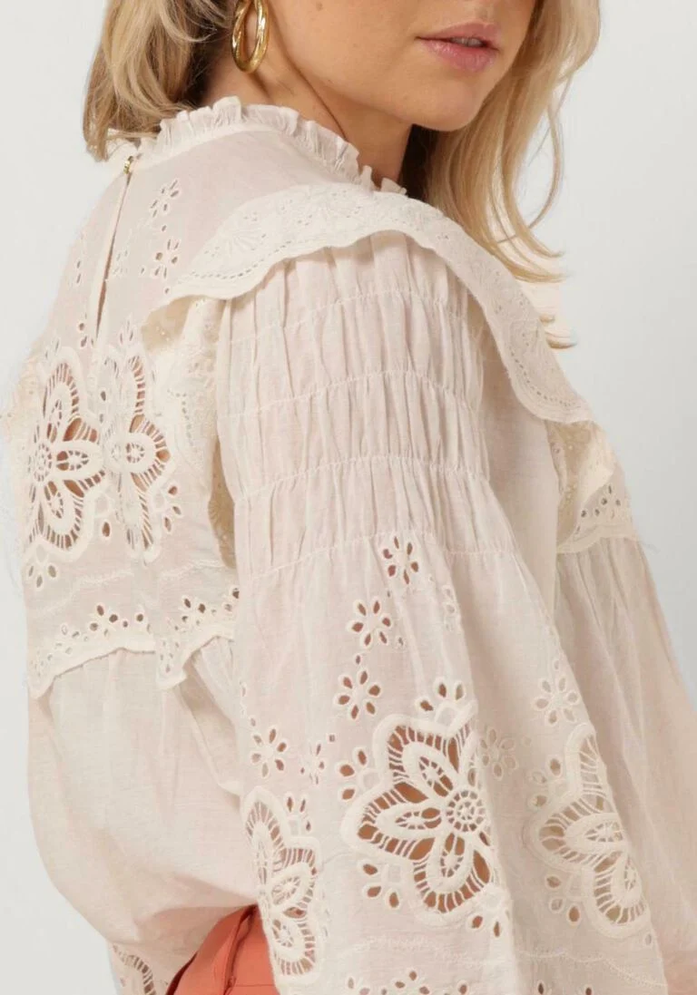 SUMMUM witte summum blouse blouse cotton voile embroidery