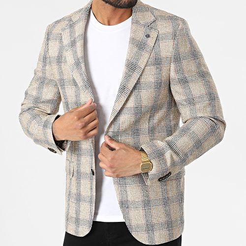 Veste Blazer A Carreaux 11587 Beige Chiné