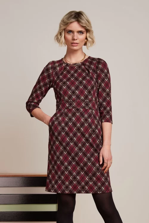 King Louie Mona Riley jacquard jurk in Cabernet rood