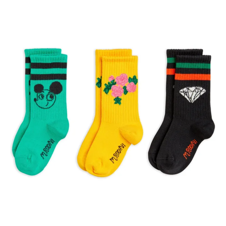 Mini Rodini Set 3 Paires Chaussettes Coton Bio Ritzrats | Vert