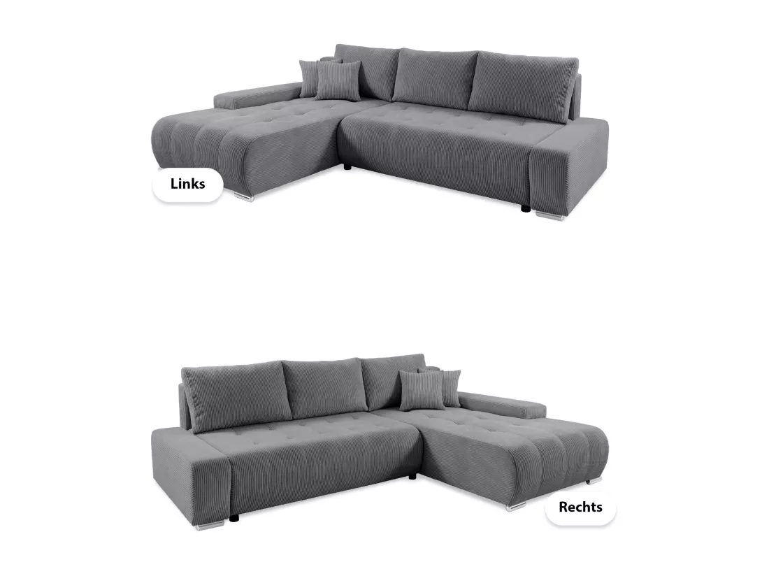 CANAPÉ D'ANGLE avec coffre de rangement Tragel L, gris foncé